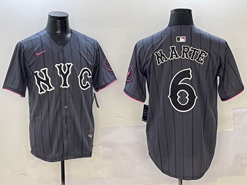 Men New York Mets #6 Marte Black City Edition 2025 Nike MLB Jersey style 1->new york mets->MLB Jersey